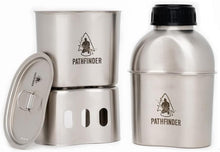 Load image into Gallery viewer, Durable Black Stainless Steel Canteen with Nesting Cup - Lightweight Cooking Set