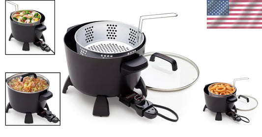 8-Quart Deep Fryer & Steamer: Perfect for Family Meals with Precise Heat Control