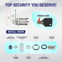 Load image into Gallery viewer, Heavy Duty 7/8” RV Lock Set | 10 Metal Storage Locks and Keys | Quick Install
