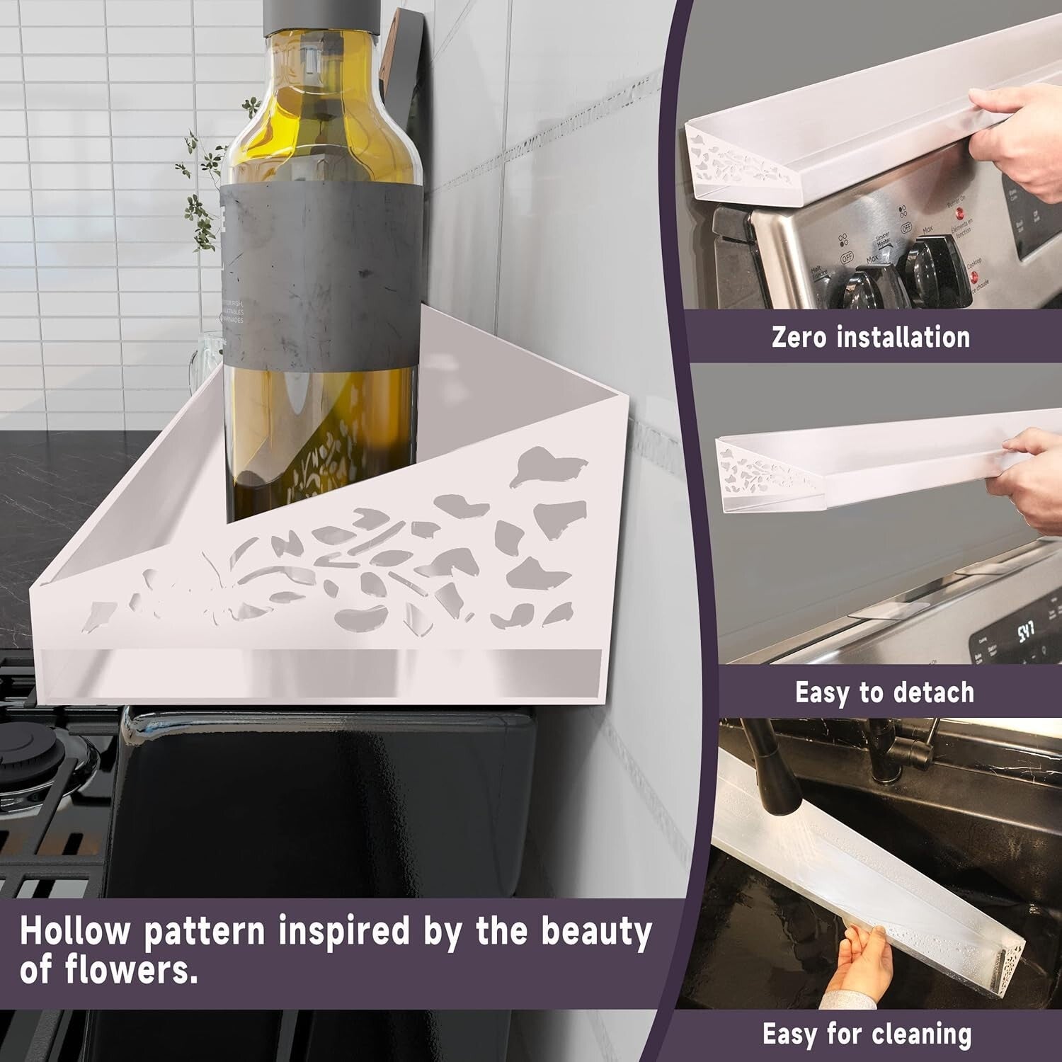 Elegant Magnetic Stove Top Shelf, 30 Inch - Spice Rack for Kitchen Efficiency