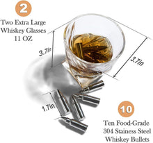 Load image into Gallery viewer, Sophisticated Whiskey Experience Set - 10 Steel Stones &amp; Elegant Crystal Glasses
