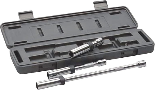 Durable 3-Piece Magnetic Swivel Spark Plug Set - Full Polish Chrome Finish