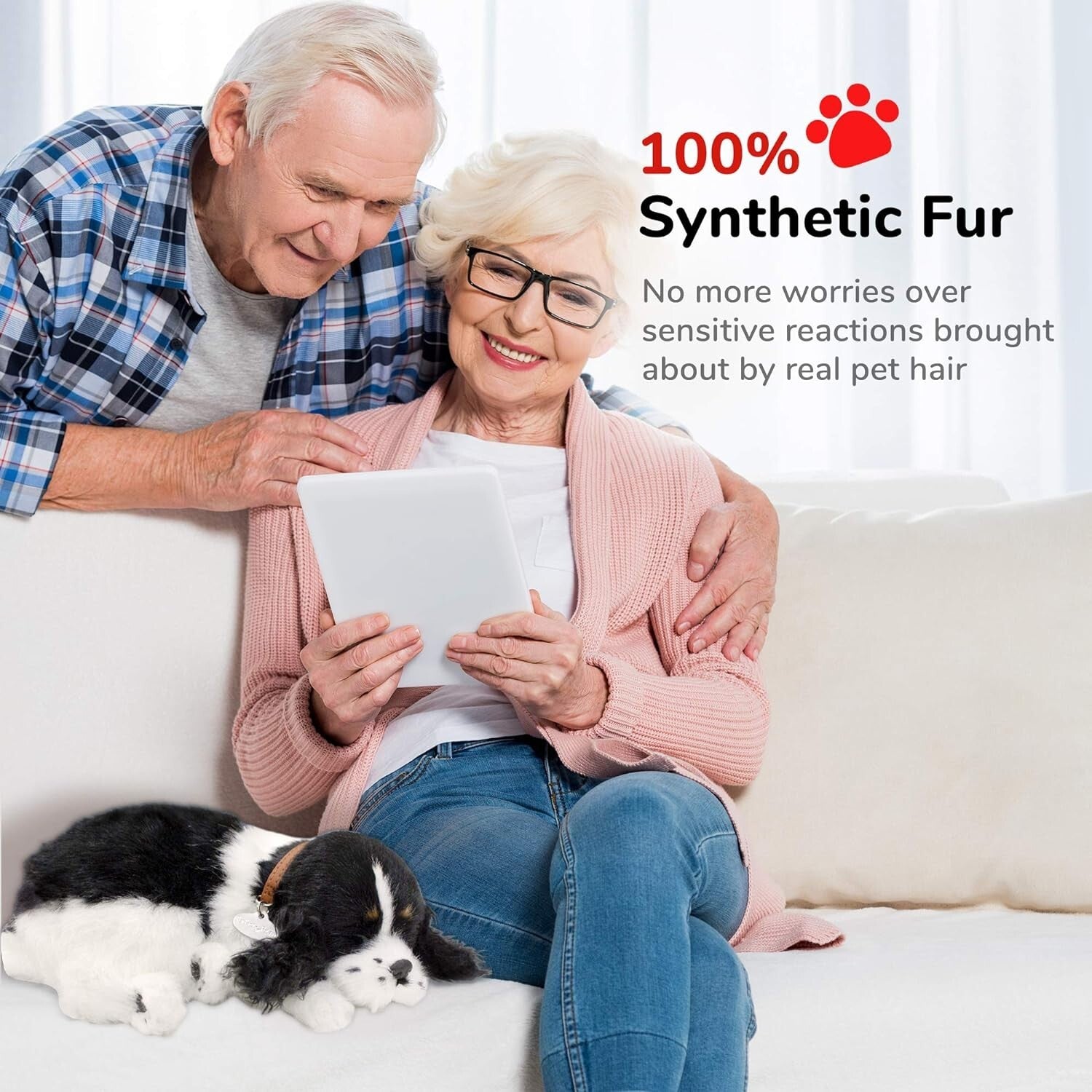 Breathing Interactive Cocker Spaniel Stuffed Toy - Kid-Friendly & Allergens-Free