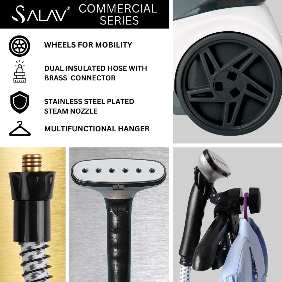 Powerful 1800W Full-Size Garment Steamer with 90 Min Steam & Adjustable Hanger