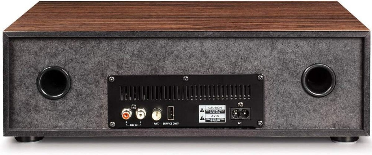 Walnut Bluetooth FM Clock Radio & Dual Speaker CD Player - Retro Modern Design