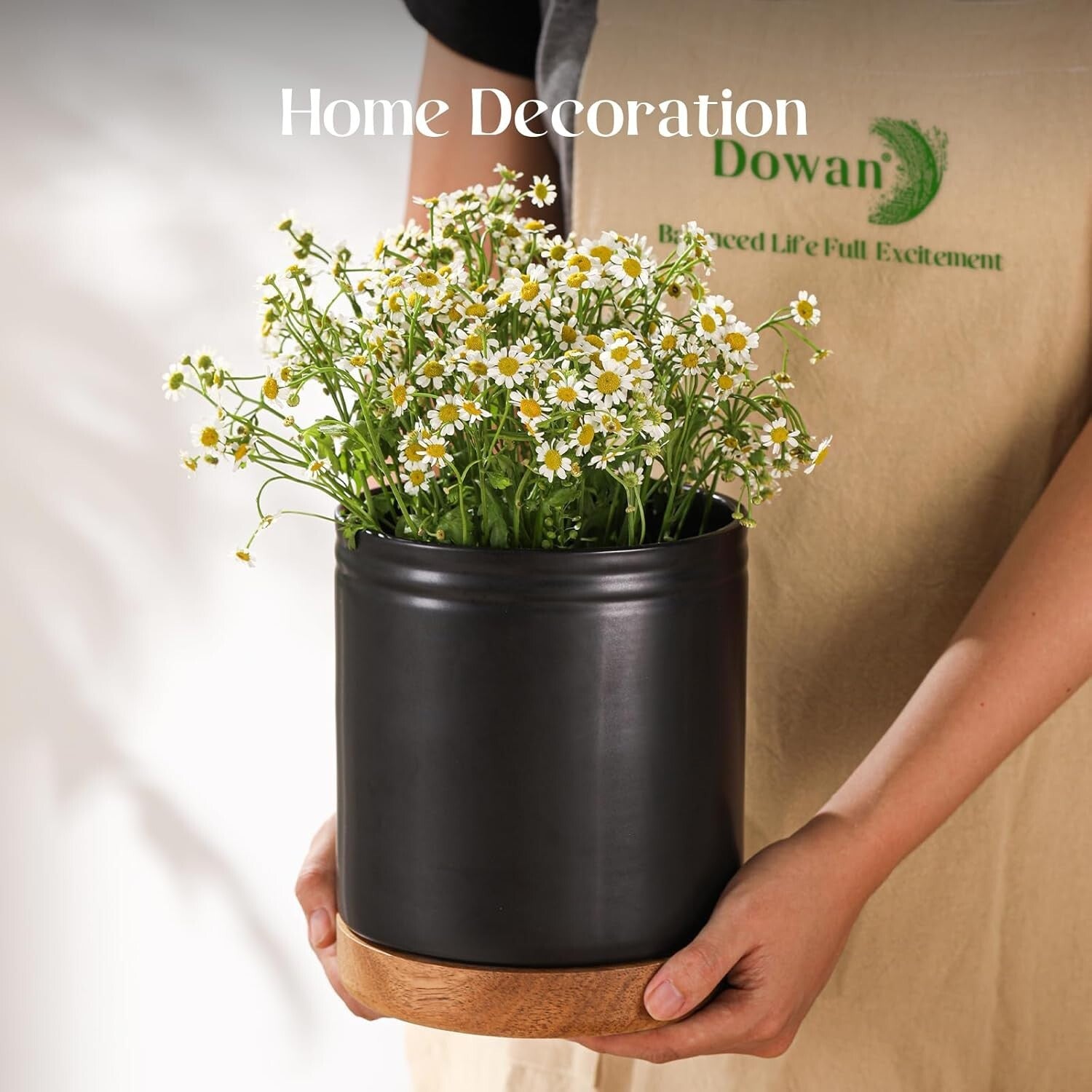 Extra Large Kitchen Utensil Holder - 7.6" Rotating Ceramic Crock in Black