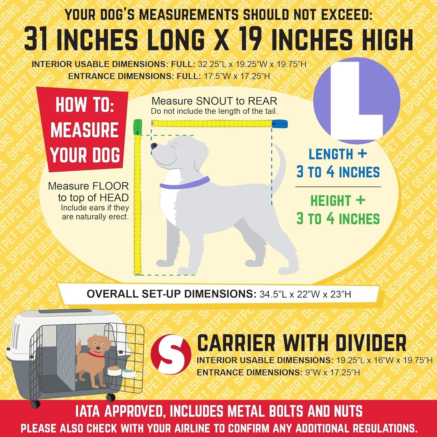 Portable Double Door Dog Crate – Airline Approved with Water Dish Included