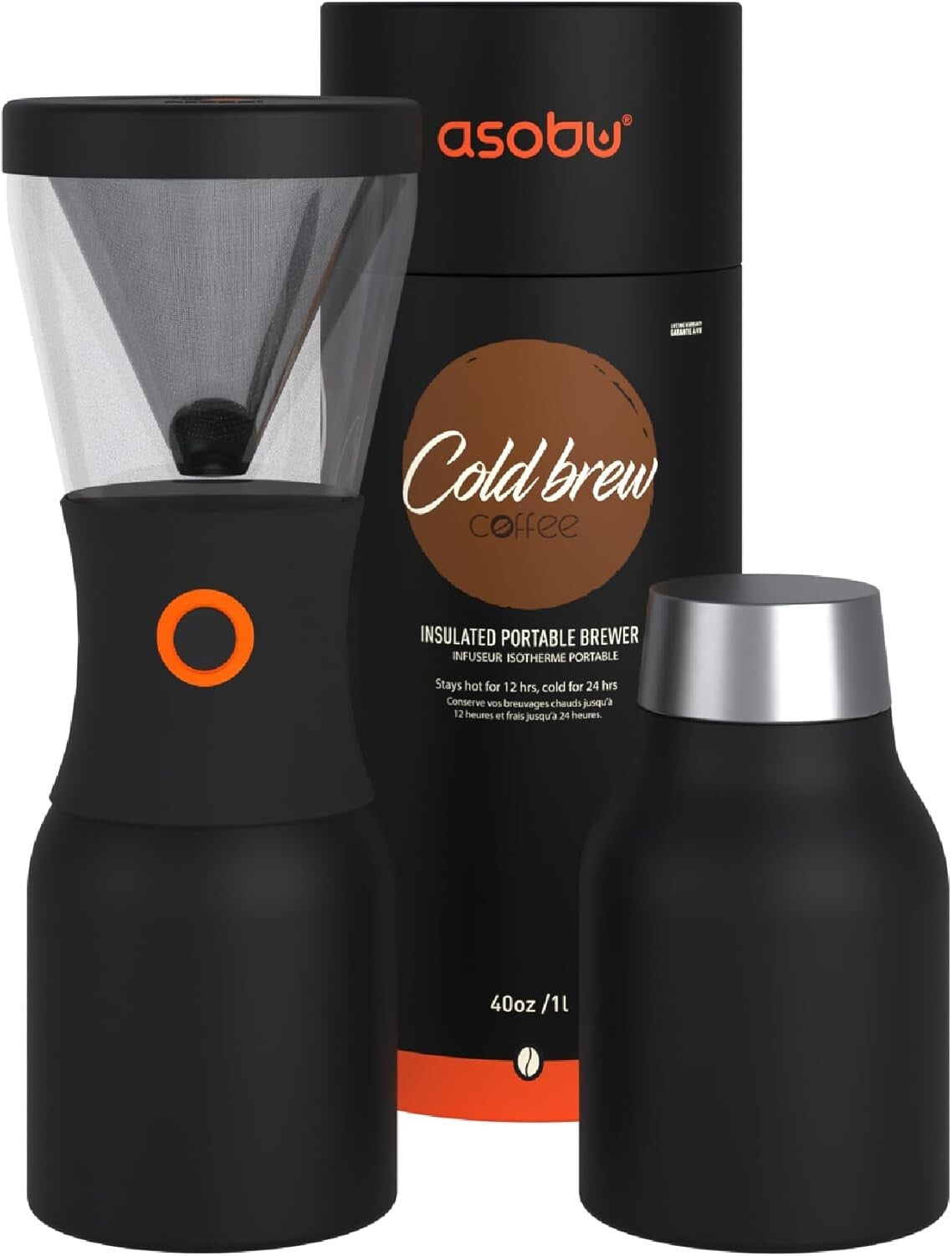 Vacuum Insulated 34oz Cold Brew Coffee Brewer - Perfect for On-the-Go Enjoyment