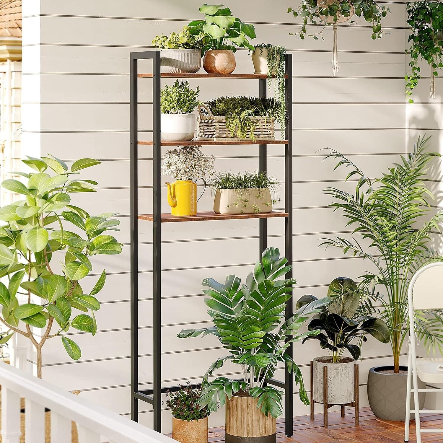 3-Tier Over Toilet Bathroom Organizer - Rustic Space Saver with Adjustable Feet