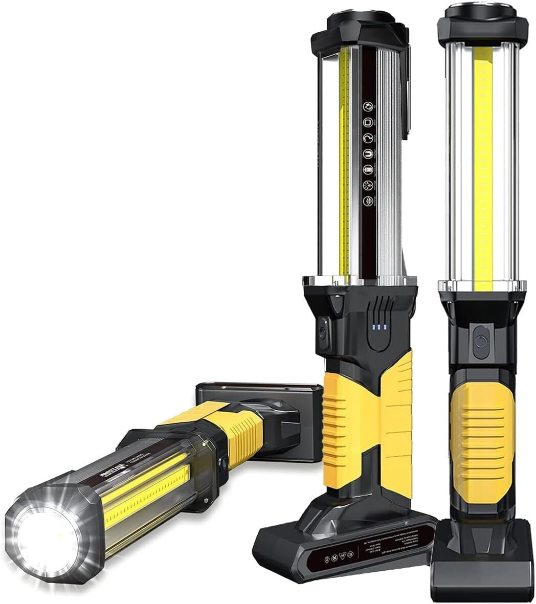 Bright & Durable Work Lights 2-Pack - Rechargeable 1500 Lumens for Outdoor Use