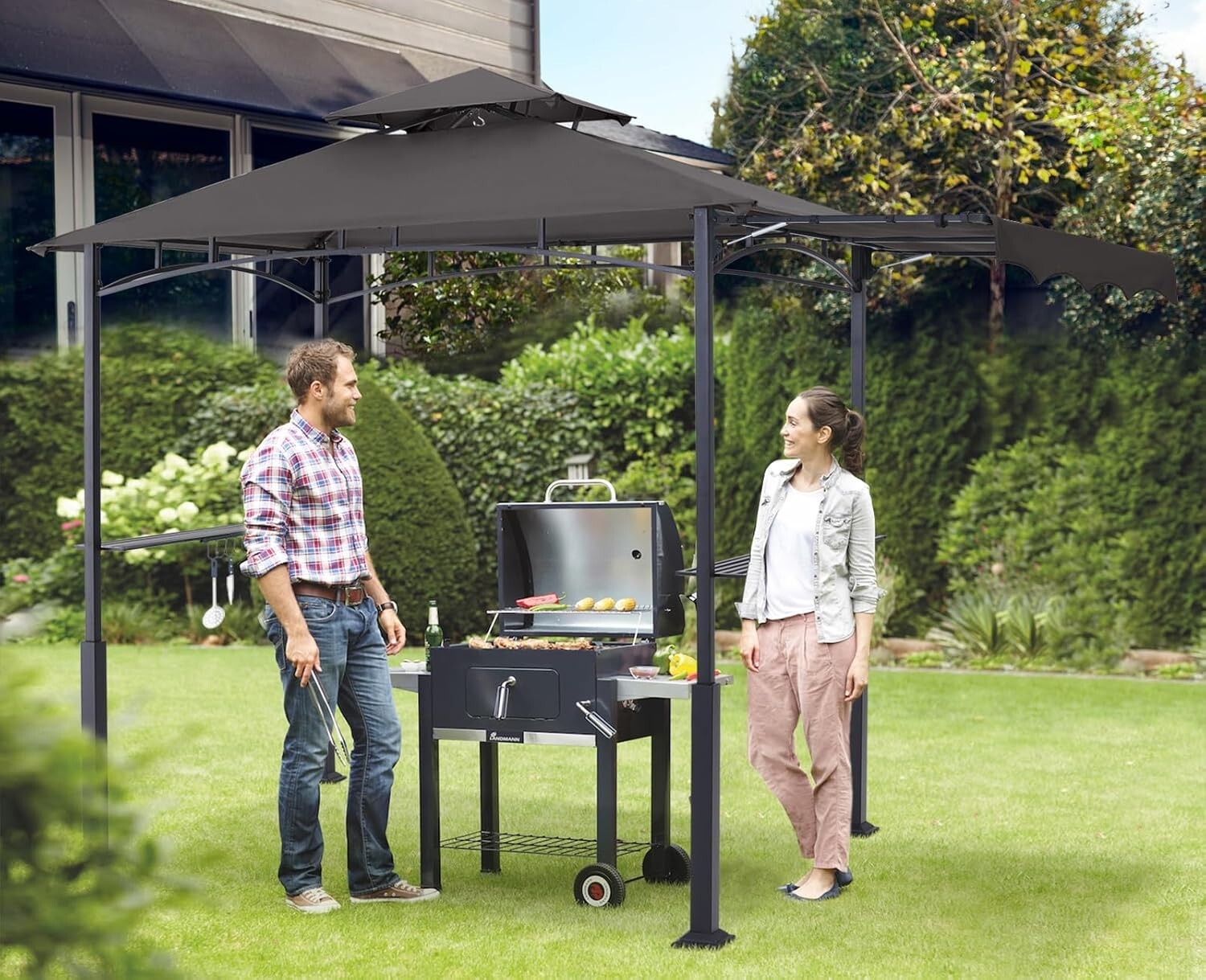 11x5 Outdoor BBQ Shelter with LED Lights & Bonus Hooks for Grilling Fun