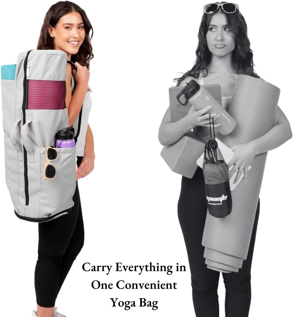 Water-Resistant Yoga Bag - Fits 32" Mats, Adjustable Backpack & Pockets Included