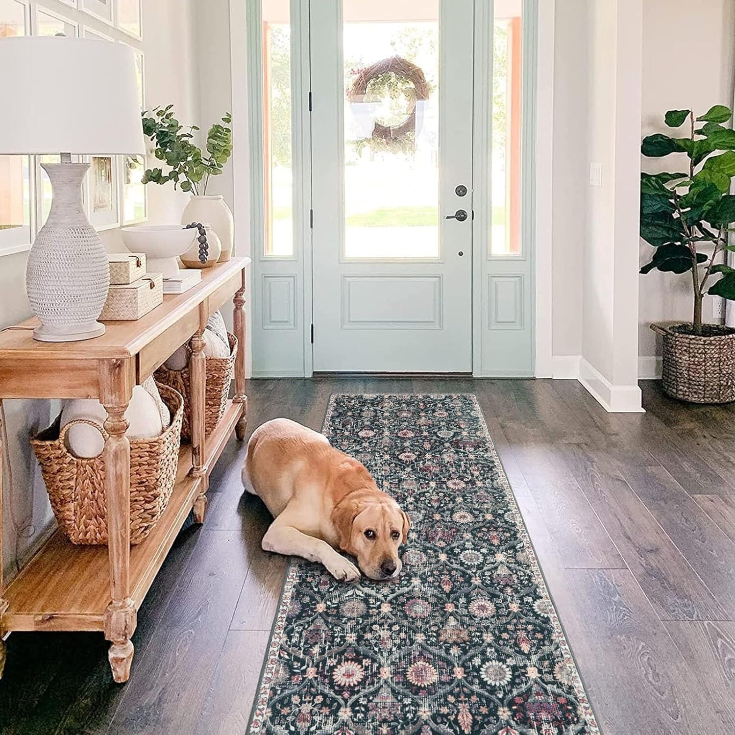 Ultra-Thin Non-Slip Moroccan Runner Rug 2'5''x8' - Perfect for Entryways