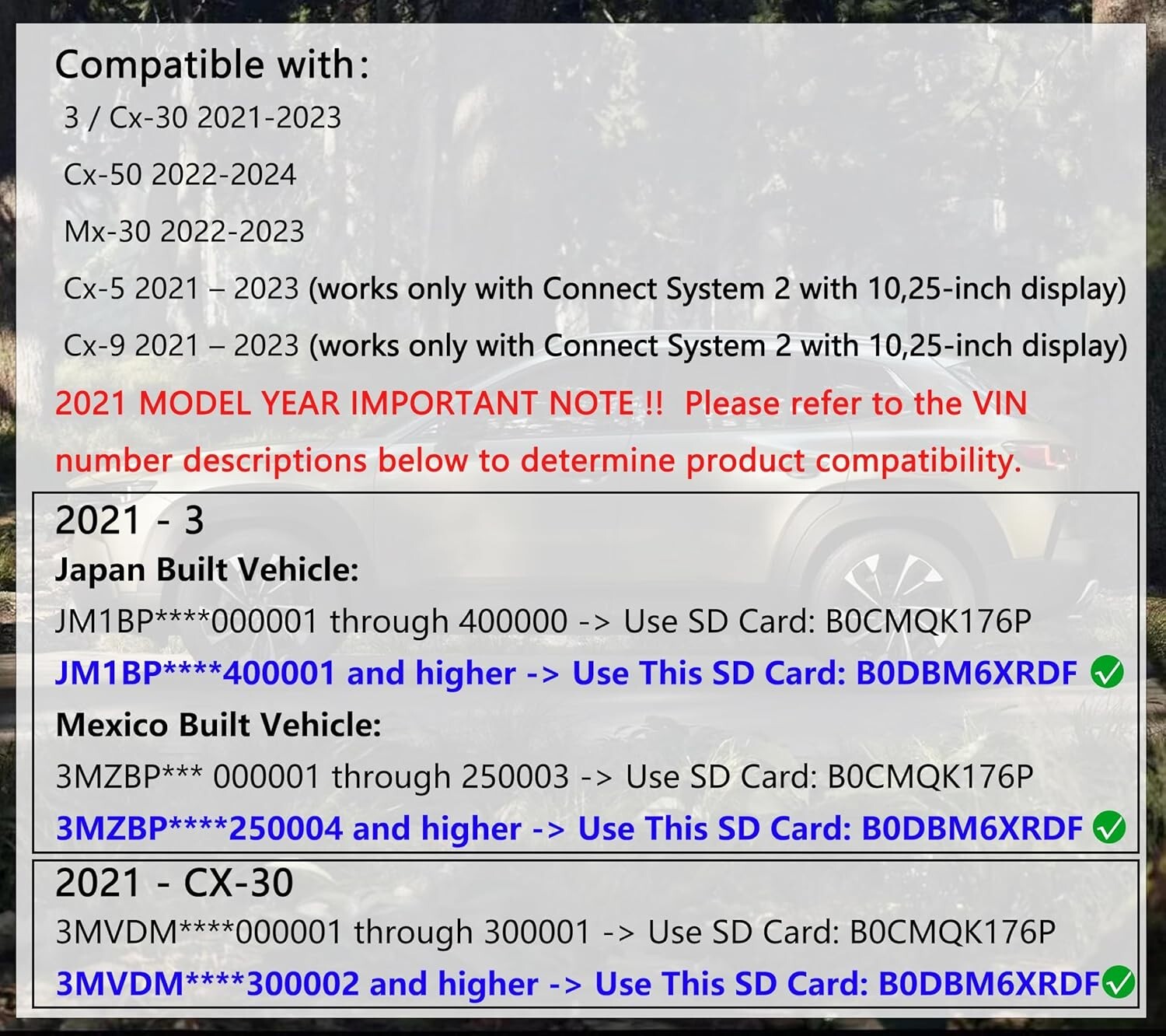 2021-2024 Mazda Navigation SD Card with Class 6 Speed - Compatible Maps Included