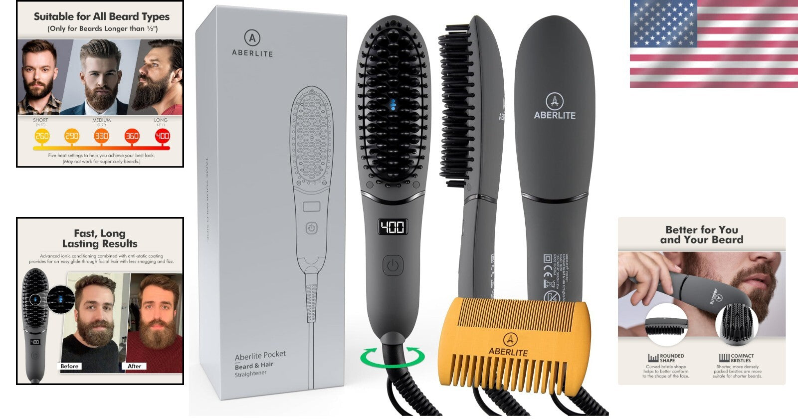 Professional Beard Straightener with Anti-Scald Technology - Ideal Gift for Him