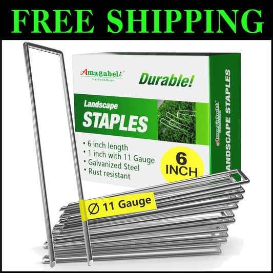 500 Pack Heavy-Duty Galvanized Landscape Staples, 6 Inch 11 Gauge Garden Stakes