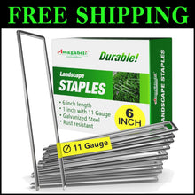 Load image into Gallery viewer, 500 Pack Heavy-Duty Galvanized Landscape Staples, 6 Inch 11 Gauge Garden Stakes