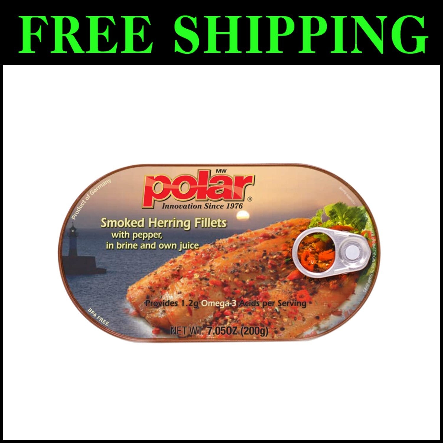 Norwegian Peppered Smoked Herring, 7.05oz Pack of 12 - Gourmet Taste Experience