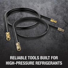 Load image into Gallery viewer, High-Flow Refrigerant Hose - 6ft, 3/8" to 1/4" Fittings, 20 Micron Vacuum Rated