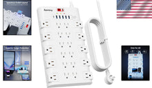 Load image into Gallery viewer, Surge Protector Power Strip with 22 Outlets and 6 Fast USB Ports - 2100 Joules