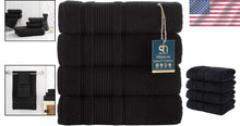 Load image into Gallery viewer, Durable Black Turkish Cotton Bath Towels Set - 4 Plush and Quick-Dry Towels