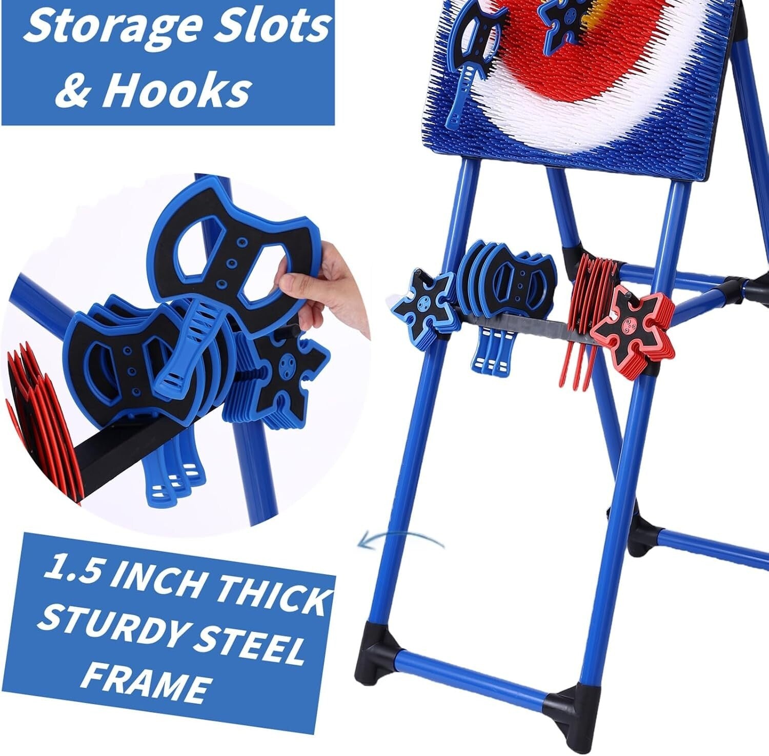 Ultimate Axe Throwing Game Set - 8 Foam Axes & Adjustable Bristle Target
