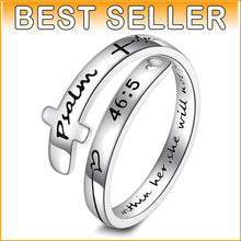 Load image into Gallery viewer, Adjustable Faith Cross Ring in Sterling Silver - Inspirational Jewelry Gift