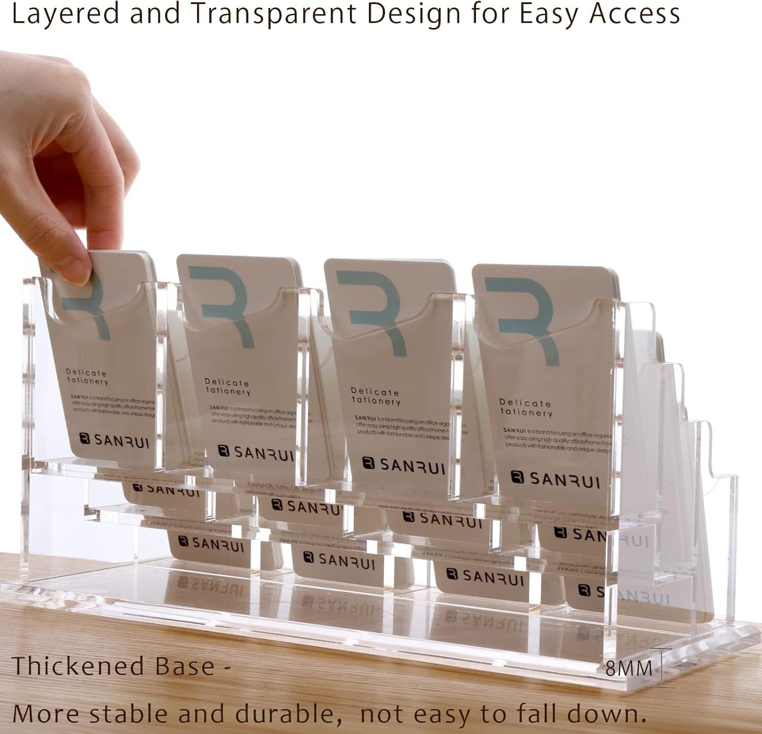 Elegant 3-Tier Acrylic Business Card Holder - Clear Display for Professionals