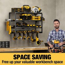 Load image into Gallery viewer, Wall Mounted Tool Storage Rack with Charging Shelf - 24 Inch Power Organizer