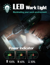 Load image into Gallery viewer, KIMO 20V Cordless Drill Set - 2 Batteries, 350 In-lb Torque, 18 Accessories