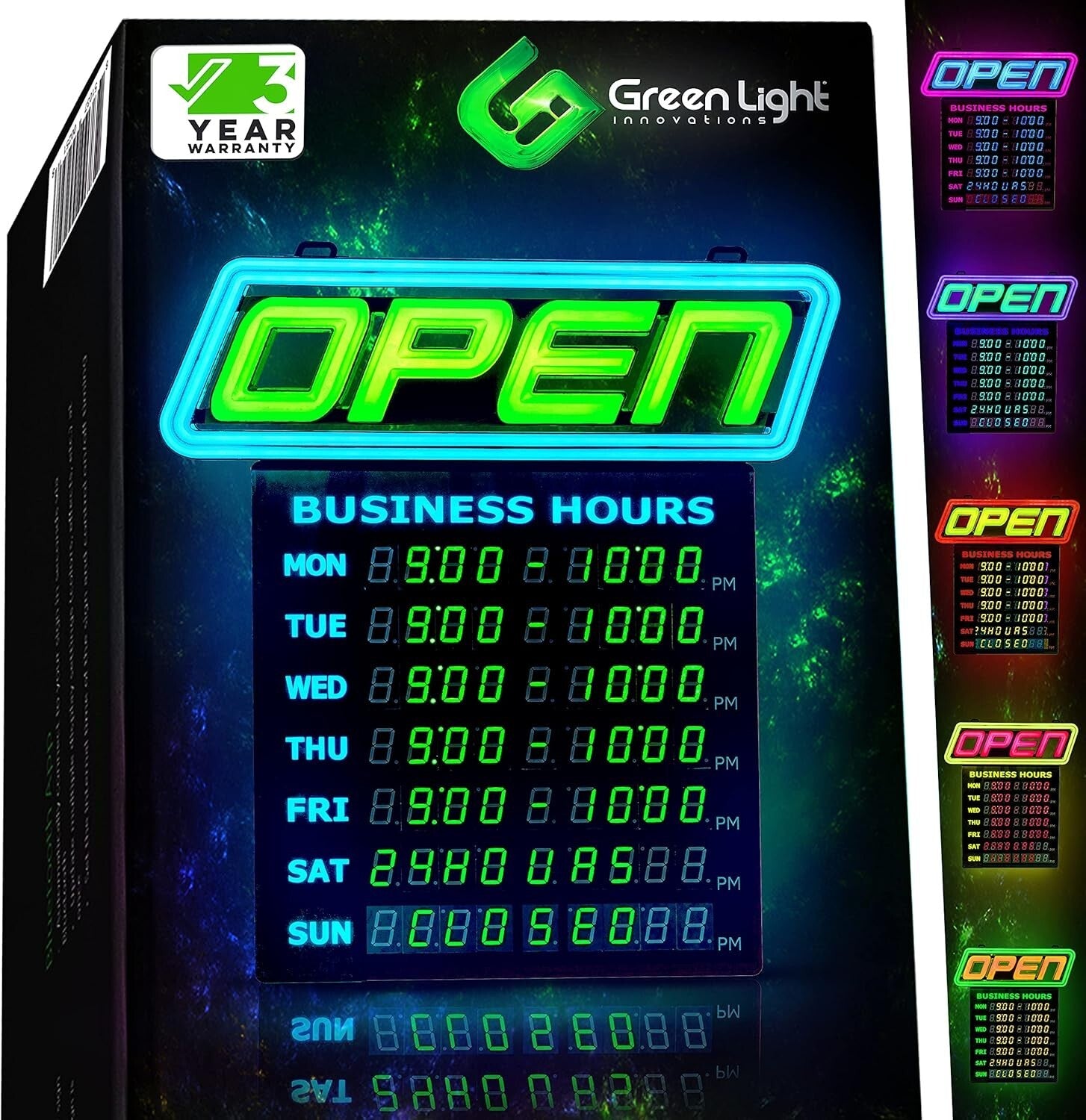 Bright Multi-Color LED Open Sign - Easy Setup with Chains and Hooks Included