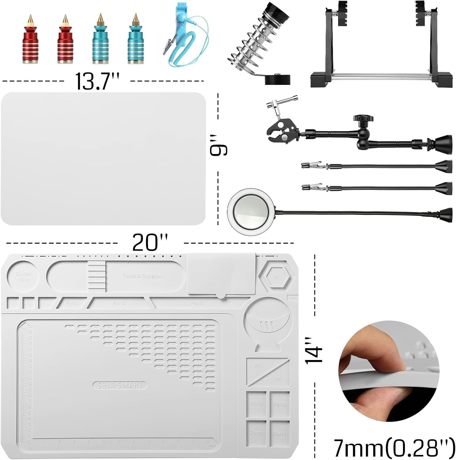 5X LED Magnifying Lamp with Silicone Soldering Mat - Ultimate Repair Station