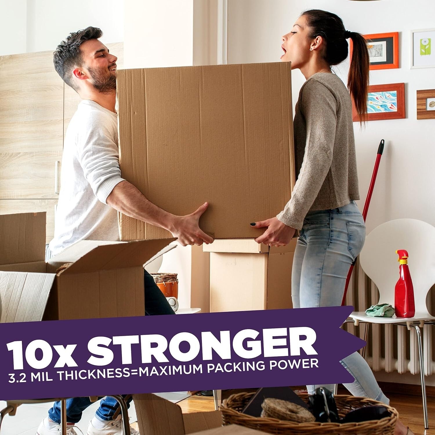 12 Heavy Duty Clear Tape Rolls - 60 Yards Each, Waterproof for All Packing Needs