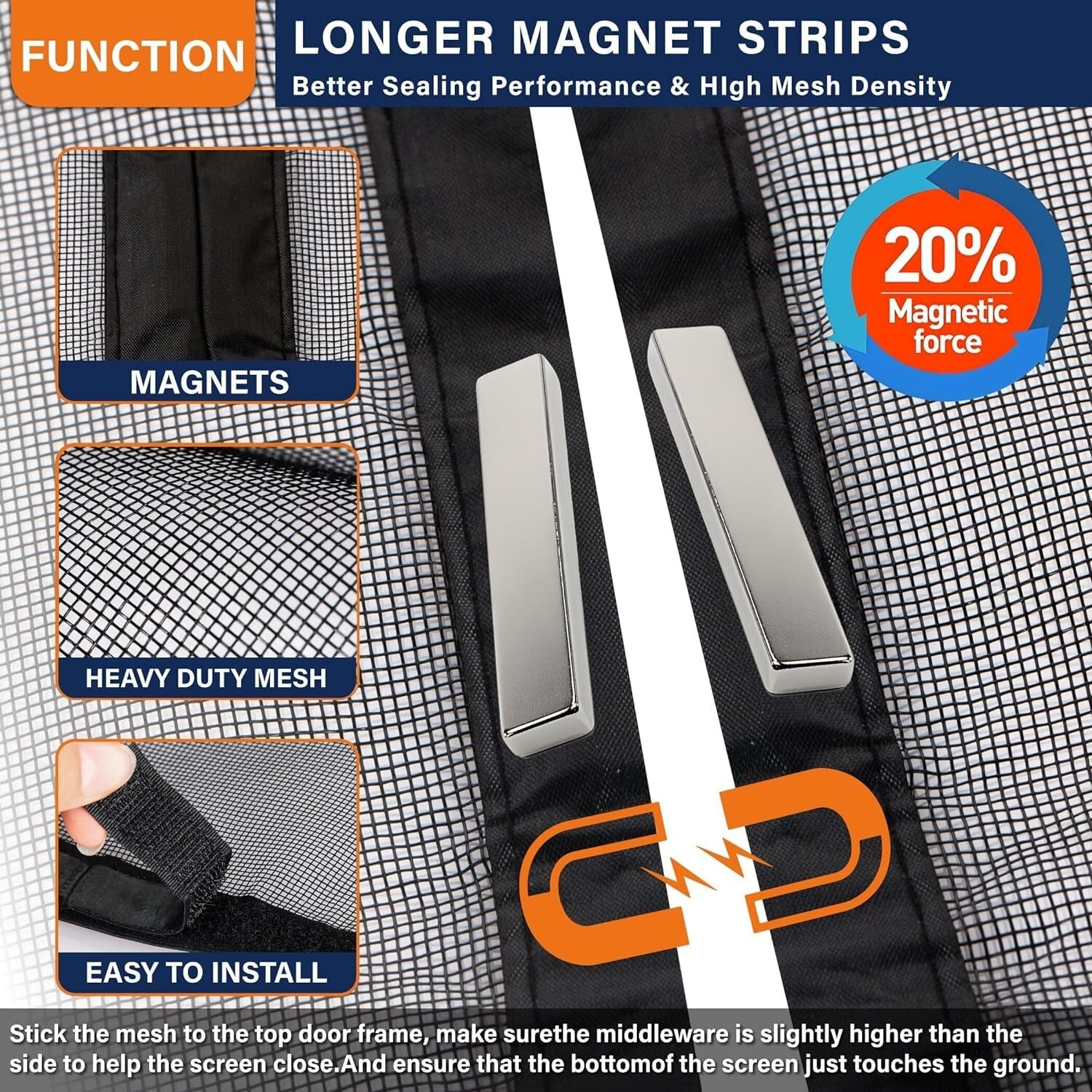 Easy Install Magnetic Fiberglass Screen Door – Keep Bugs Out, Let Breeze In