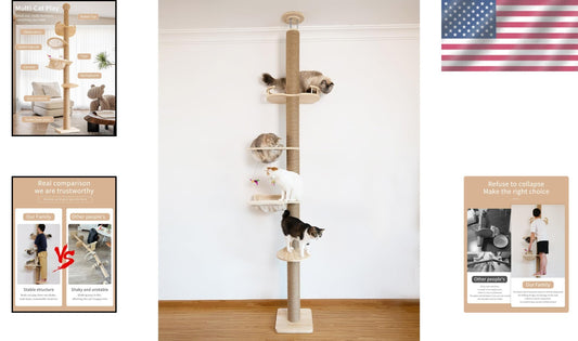 Indoor Cat Scratching Post and Activity Tree - Adjustable Height & Modern Design