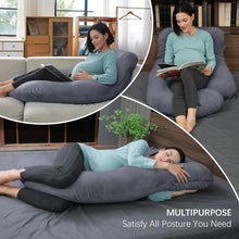 Load image into Gallery viewer, Premium U-Shaped Full Body Maternity Pillow with Removable Cover - Dark Grey