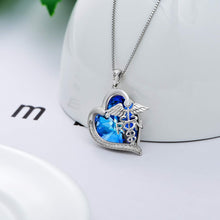 Load image into Gallery viewer, Adjustable 925 Silver Nurse Jewelry with Blue Heart - Thoughtful Gift for Nurses