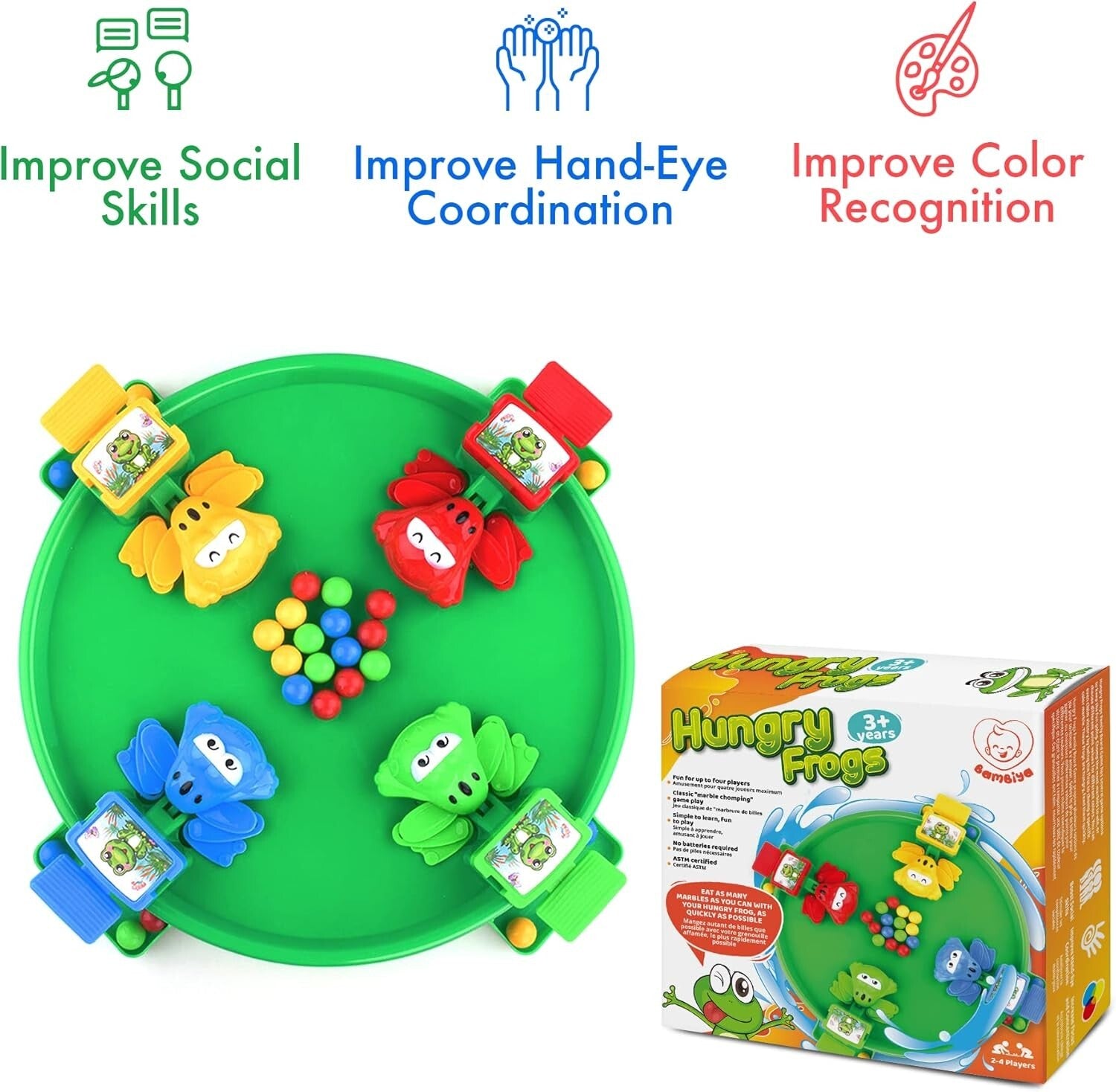 ASTM Certified Hungry Frogs Board Game - A Fun Challenge for Kids and Families