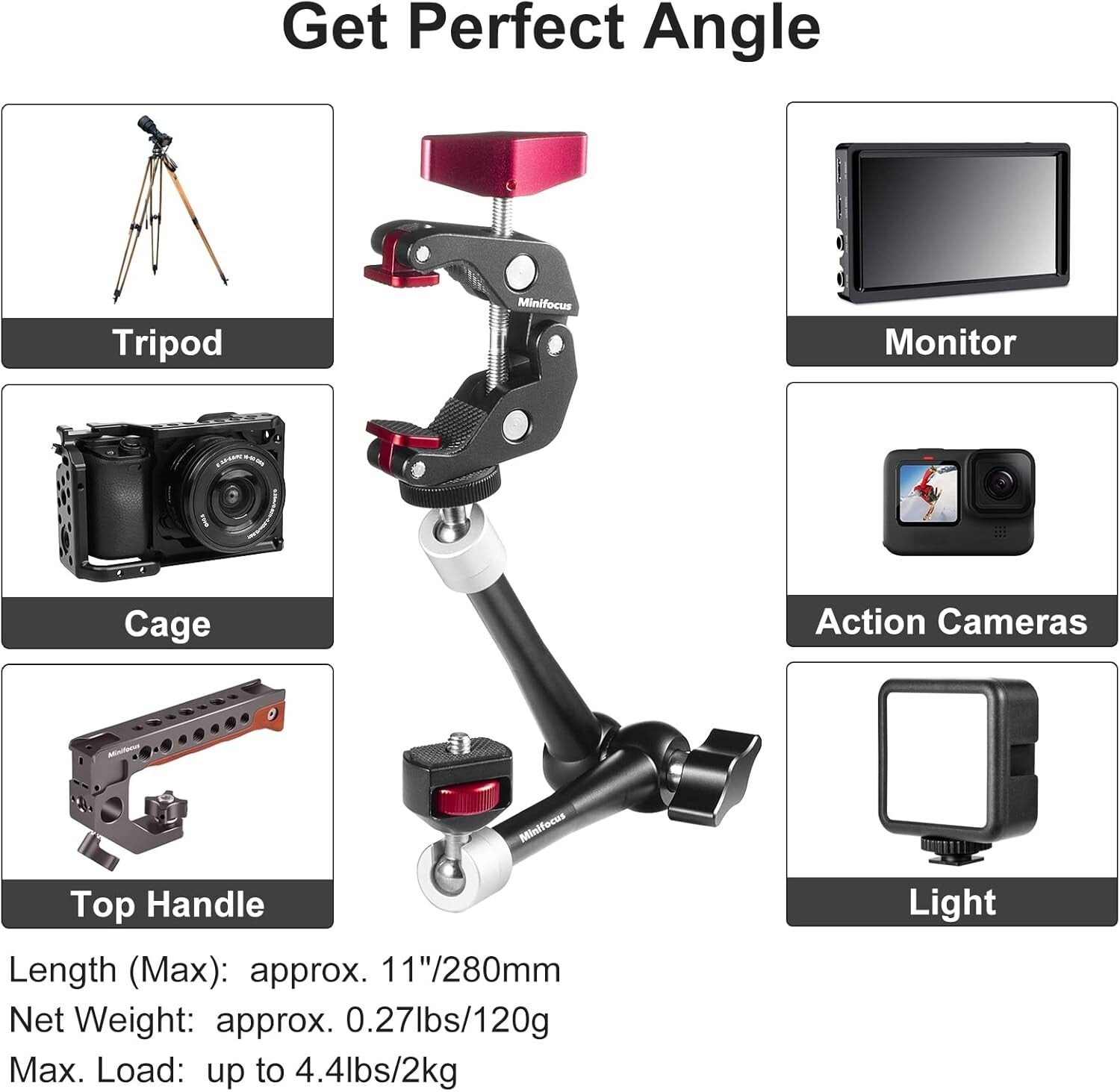 Durable 11'' Magic Arm and Super Clamp Kit - Perfect for Vlogging & Shooting