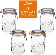 Load image into Gallery viewer, 32oz Wide Mouth Glass Jars - Durable Airtight Storage + Dishwasher Safe, 4 Pack