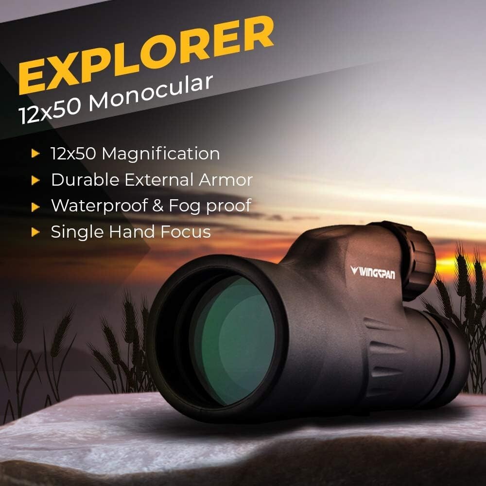 Durable 12X50 Monocular with Single Hand Focus - Perfect for Outdoor Adventures