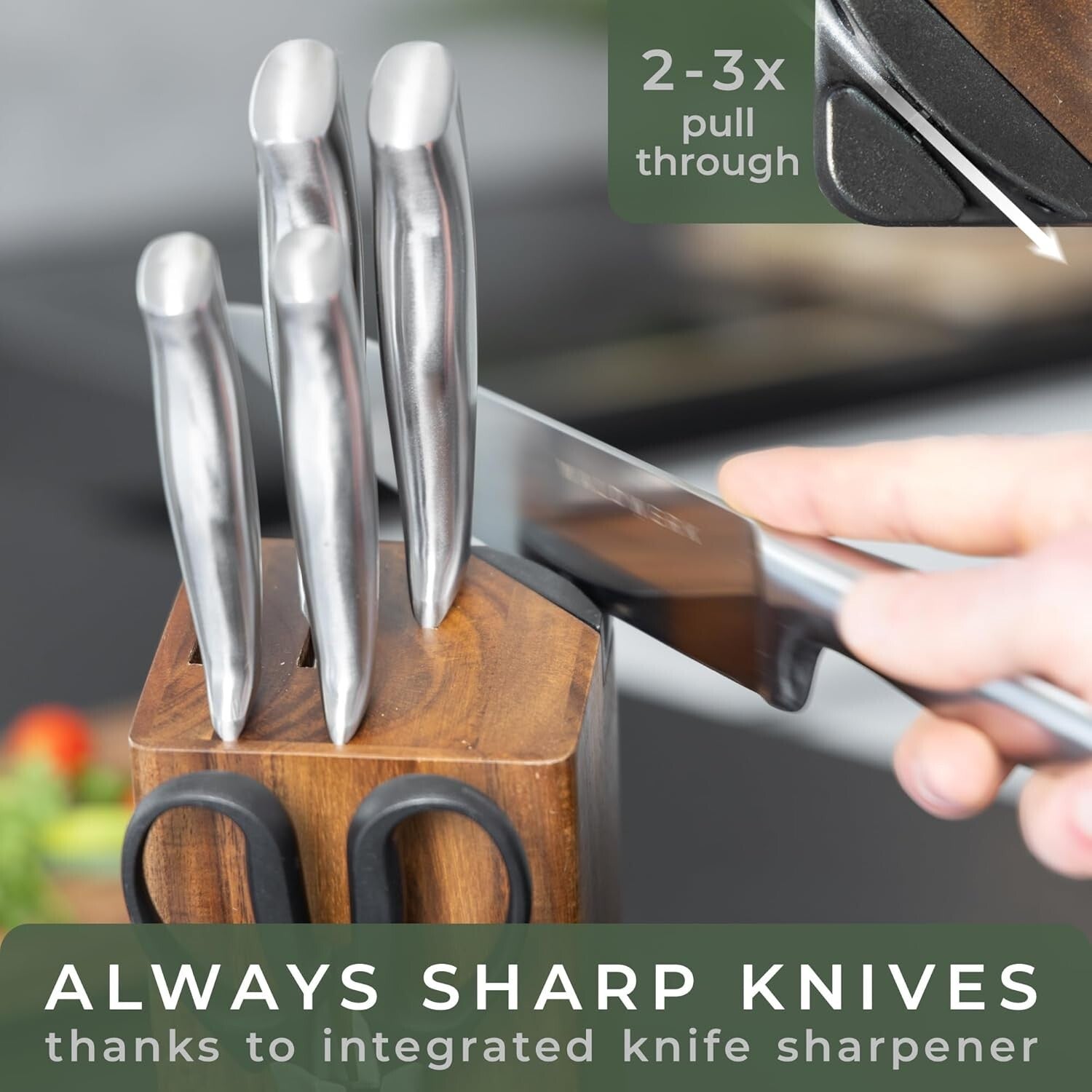 Chef’s Choice: 7-Piece Knife Block Set with Integrated Sharpener and Scissors