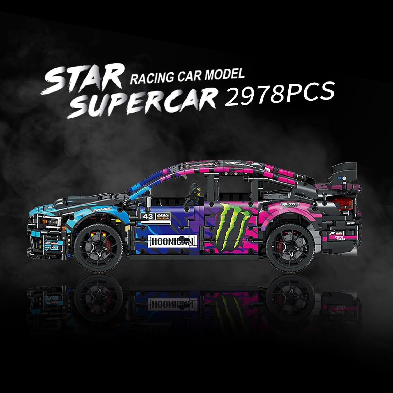 1:8 Scale Race Car Building Toy - Cyberpunk Model Kit for Motorsport Fans