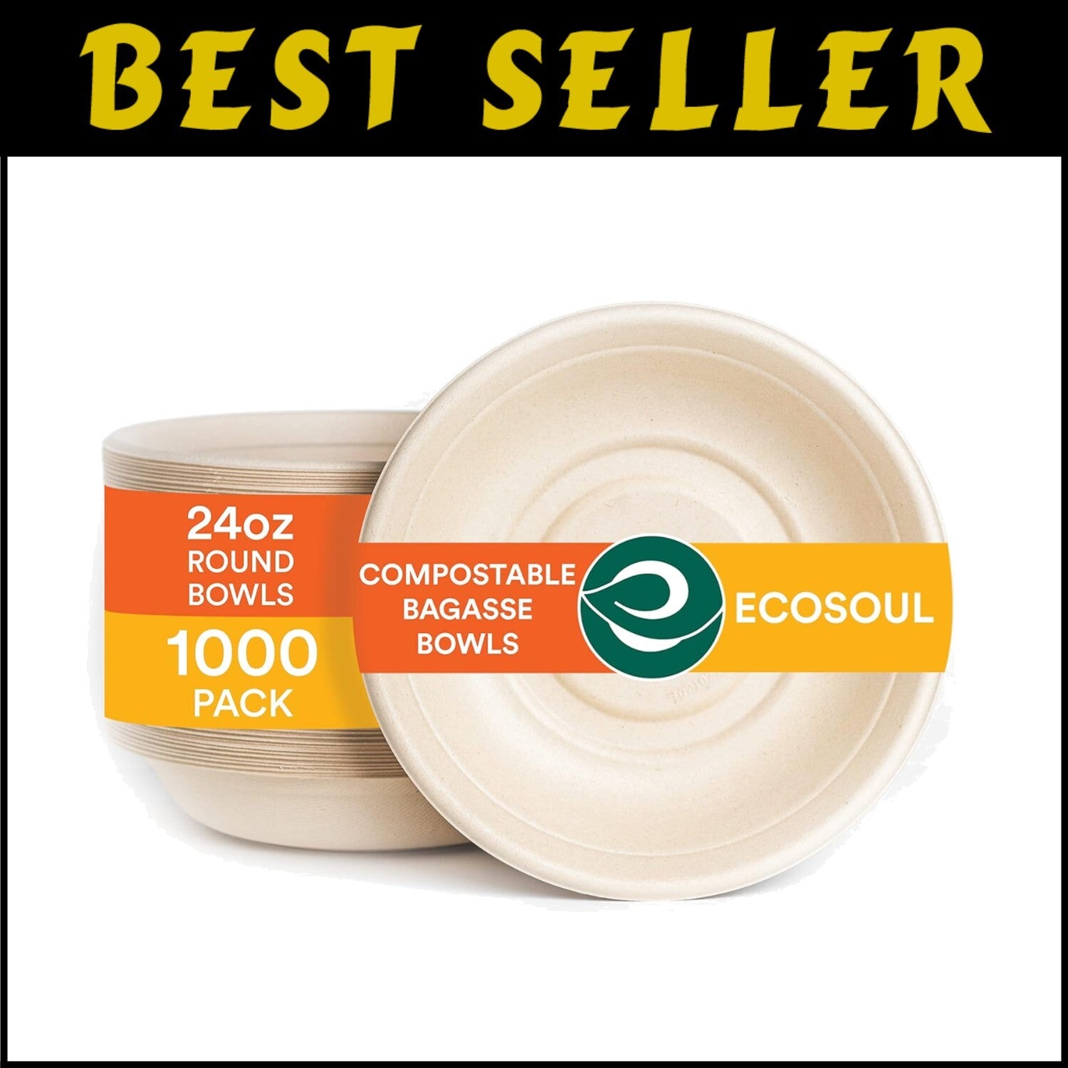 100% Compostable 24 Oz Soup Bowls - 1000 Pack Heavy-Duty Eco-Friendly Solution