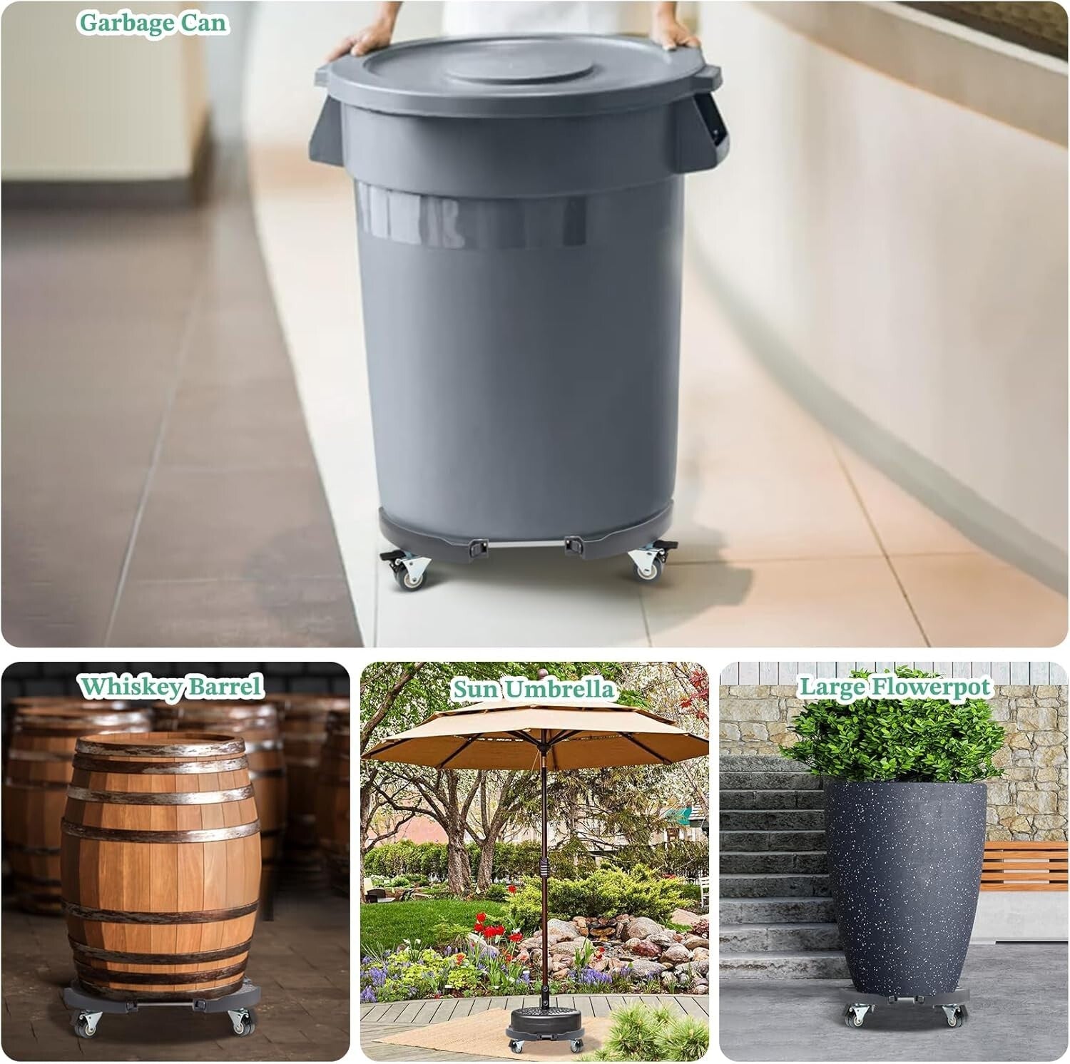 Adjustable Plant Roller Base with Wheels - 440 lbs Capacity for Large Planters