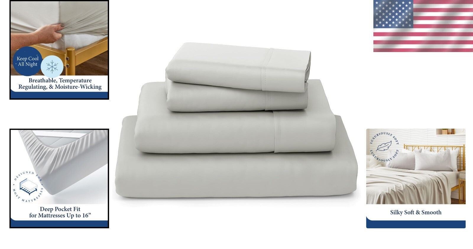 Elegant 4-Piece Bamboo Sheets - Deep Pocket King Bedding, Cooling & Durable
