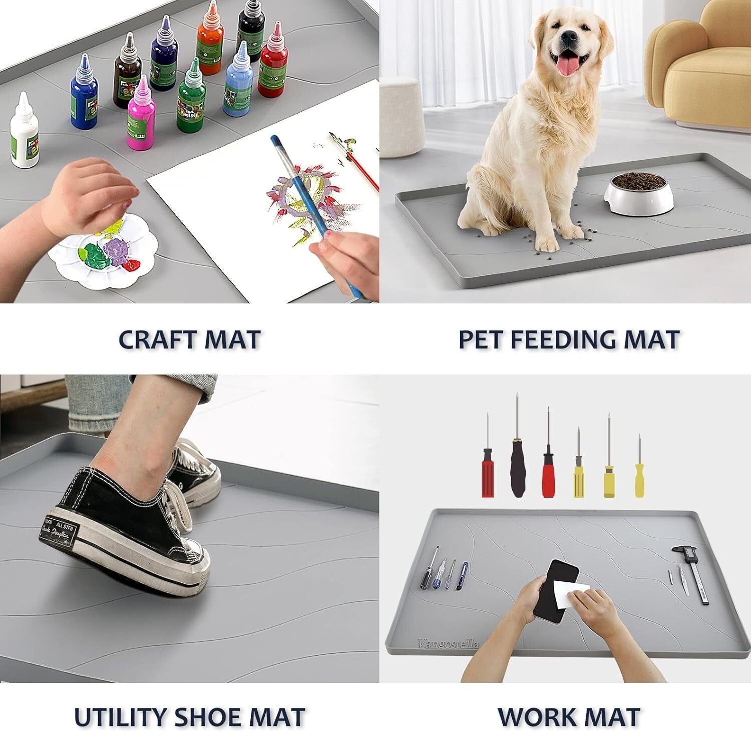 Extra Thick Non-Slip Silicone Under Sink Mat 34” x 22” - Grey Cabinet Protector