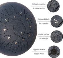 Load image into Gallery viewer, Beginner-Friendly 12" Steel Tongue Drum - Dark Blue for Meditation &amp; Therapy