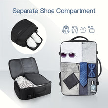 Load image into Gallery viewer, Convertible Carry-On Backpack - 50L Large Laptop &amp; Shoe Compartment Bag in Black