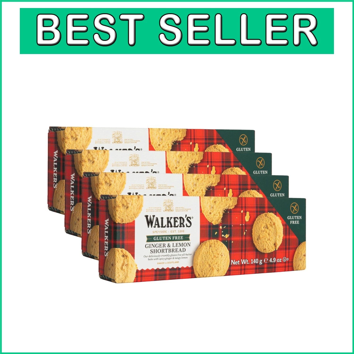 All-Butter Ginger & Lemon Shortbread Cookies, Gluten-Free & Vegetarian, 29.4 Oz